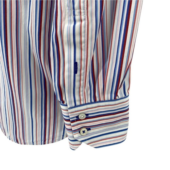 Tommy Hilfiger Mens 80s 2 Ply Fabric Striped Button Up Shirt - Picture 6 of 10